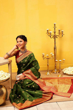 Green Zari Woven Kanjivaram Silk Saree