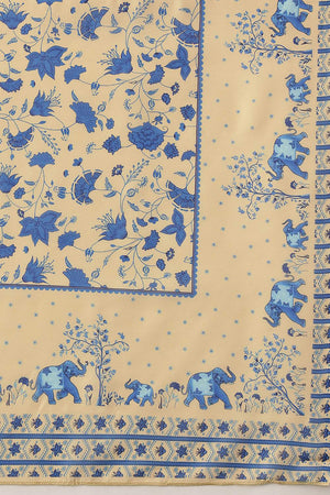 Beige Floral Printed Cotton Dupatta (SZDGDP-BE-178)