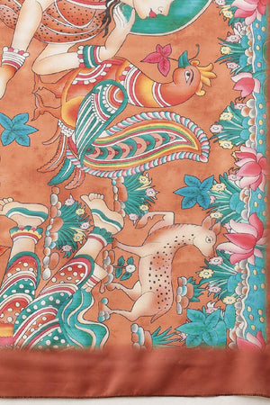 Orange Floral Printed Cotton Dupatta (SZDGDP-ORG-177)