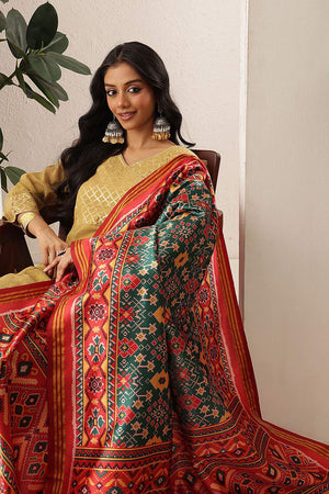 Green Patola Printed Silk Dupatta (SZDGDP-PATOLA-166)