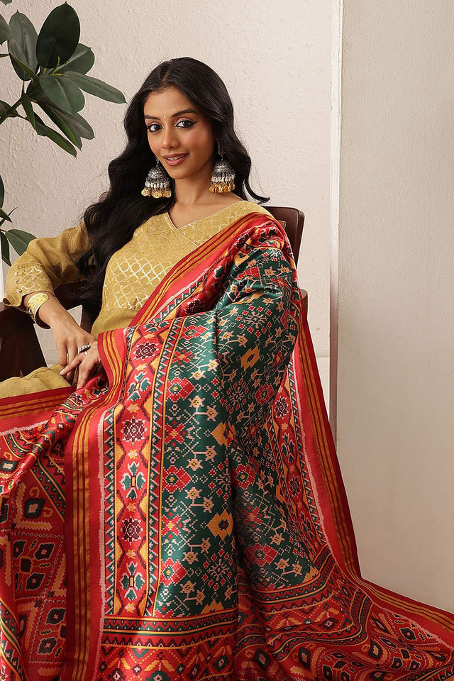 Green Patola Printed Silk Dupatta (SZDGDP-PATOLA-166)