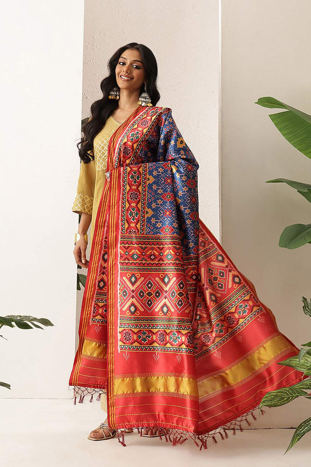 Blue Patola Printed Silk Dupatta (SZDGDP-PATOLA-167)