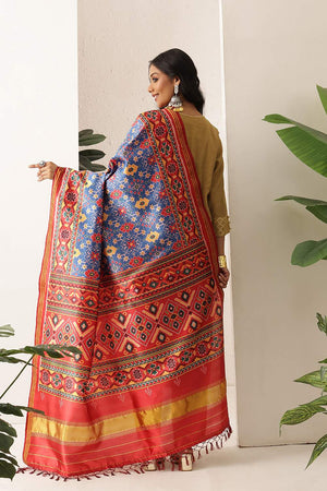 Blue Patola Printed Silk Dupatta (SZDGDP-PATOLA-167)