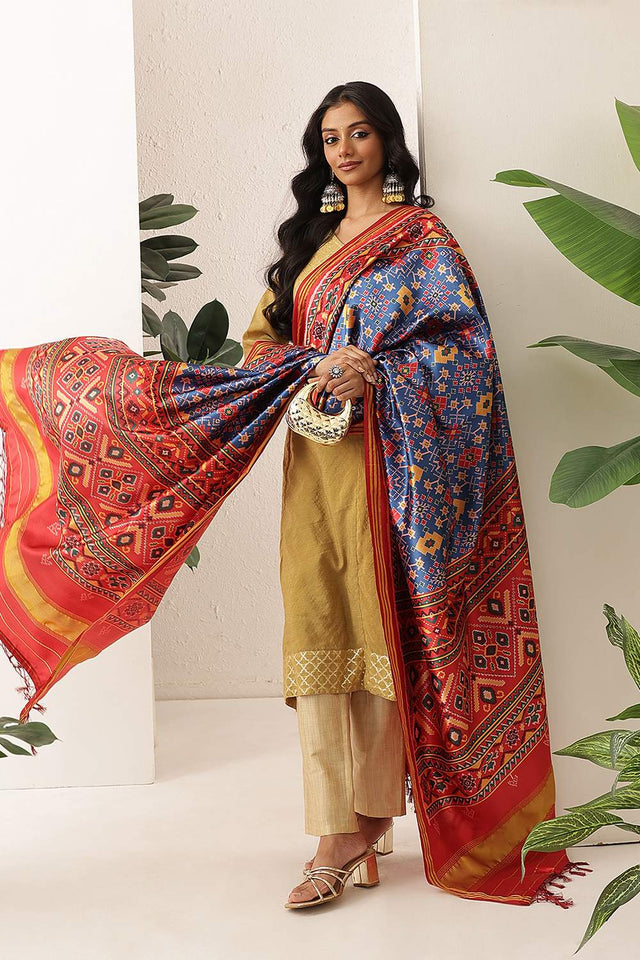 Blue Patola Printed Silk Dupatta (SZDGDP-PATOLA-167)