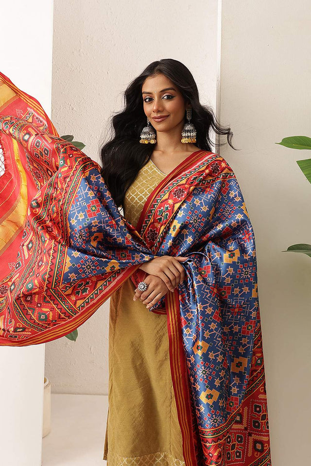 Blue Patola Printed Silk Dupatta (SZDGDP-PATOLA-167)