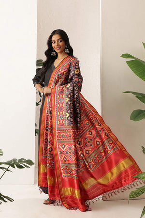 Black Patola Printed Silk Dupatta (SZDGDP-PATOLA-168)