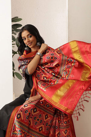 Black Patola Printed Silk Dupatta (SZDGDP-PATOLA-168)