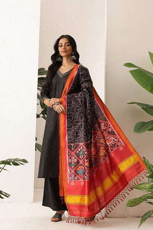 Black Patola Printed Silk Dupatta (SZDGDP-PATOLA-169)