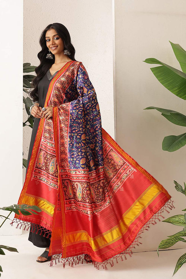 Blue Patola Printed Silk Dupatta (SZDGDP-PATOLA-170)