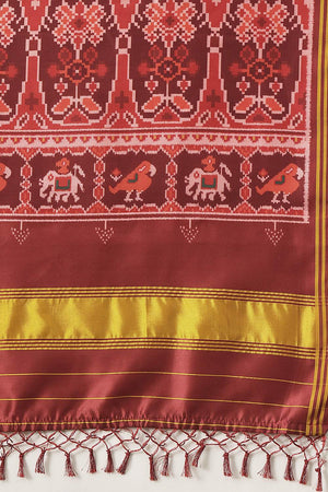Gold Patola Printed Silk Dupatta (SZDGDP-PATOLA-171)