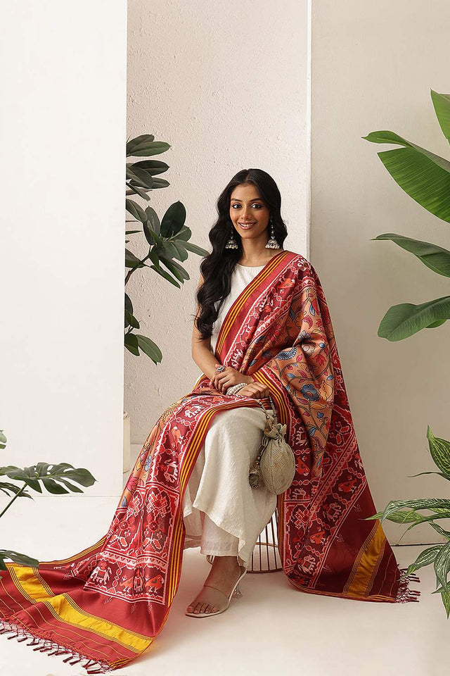 Gold Patola Printed Silk Dupatta (SZDGDP-PATOLA-171)