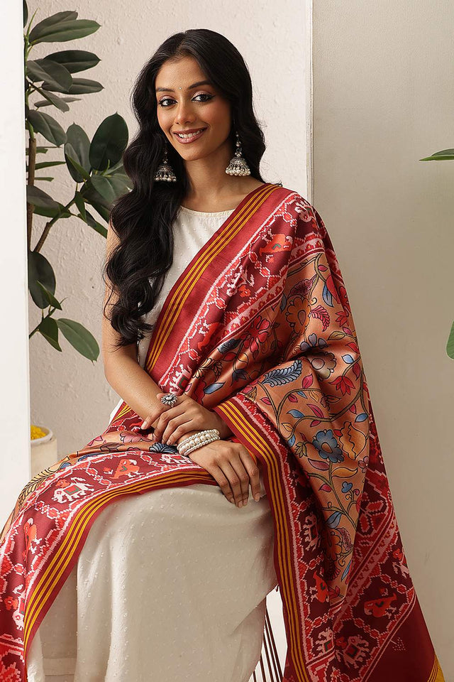 Gold Patola Printed Silk Dupatta (SZDGDP-PATOLA-171)