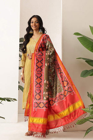 Olive Green Patola Printed Silk Dupatta (SZDGDP-PATOLA-173)