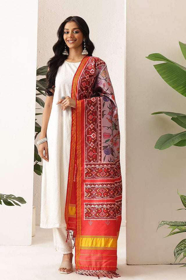 Violet Patola Printed Silk Dupatta (SZDGDP-PATOLA-174)