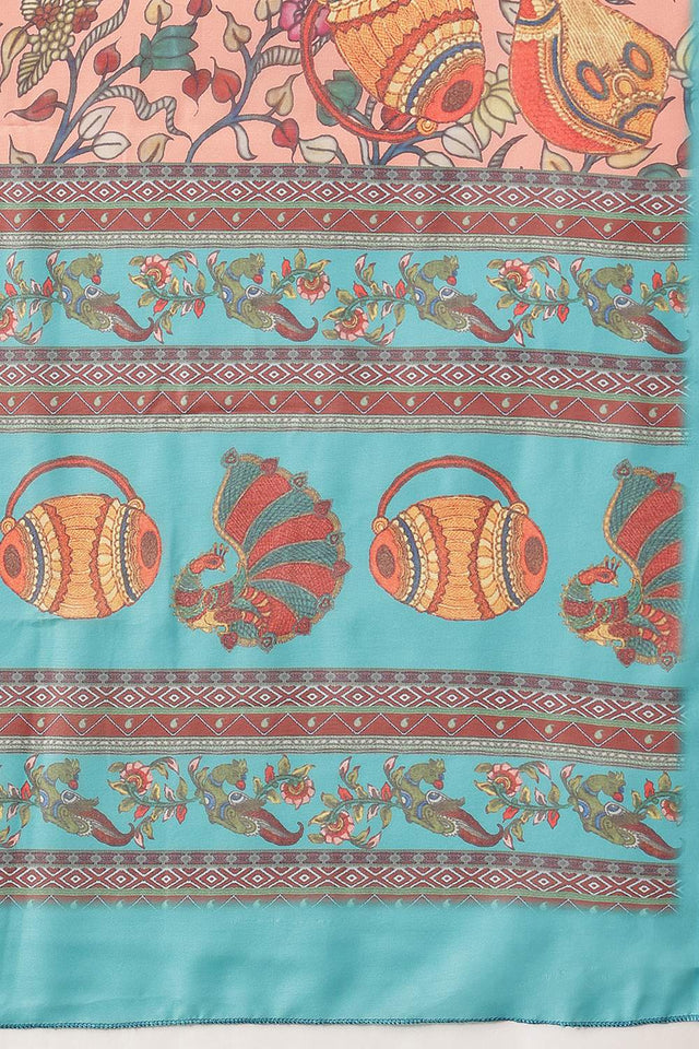 Peach Floral Printed Cotton Dupatta (SZDGDP-PE-176)