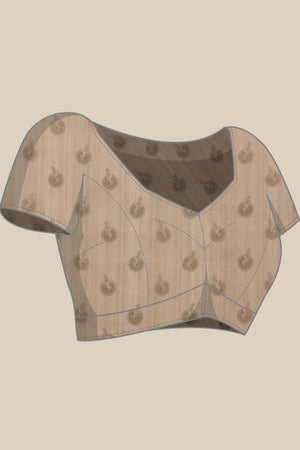 Beige Cotton Blend Printed Madhubani Saree