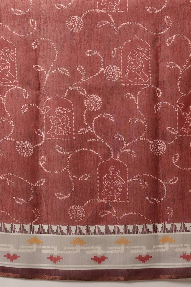 Maroon Bandhani Printed Cotton Blend Saree