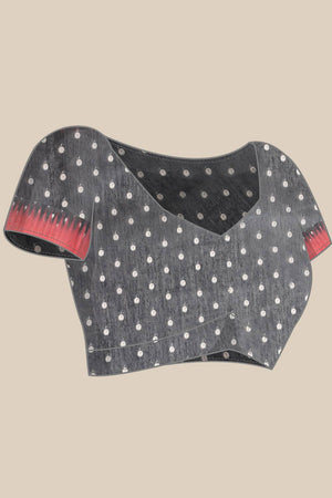 Grey Bandhani Printed Cotton Blend Saree