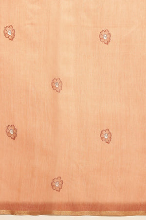 Brown Floral Printed Cotton Blend Saree (SZKLD000-3213)