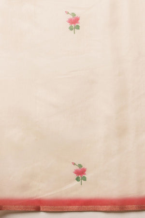 Beige Floral Printed Cotton Blend Saree (SZKLD000-3294)