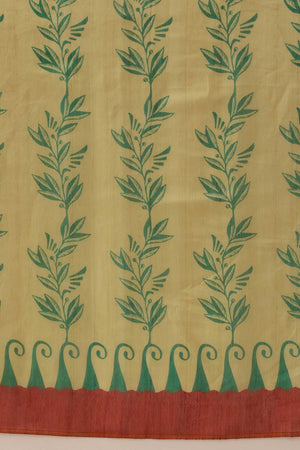 Beige Floral Printed Cotton Blend Ready to Wear Saree