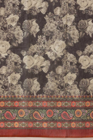 Multi Color Floral Printed Cotton Blend Ready to Wear Saree