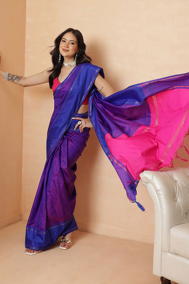 Blue Solid Art Silk Saree (SZR-AURA8-BU-3170)