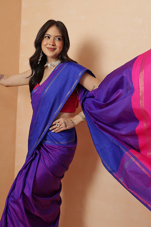 Blue Solid Art Silk Saree (SZR-AURA8-BU-3170)
