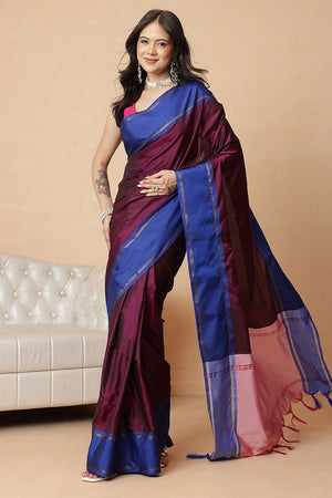 Purple Solid Art Silk Saree (SZR-AURA8-PP-3165)