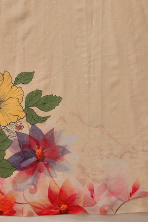 Yellow Floral Printed Chiffon Ready to Wear Saree