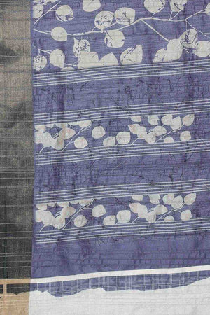 Blue Floral Printed Art Silk Ready to Wear Saree