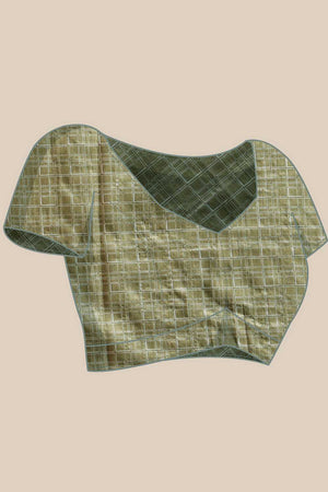 Olive Green Floral Printed Silk Ready to Wear Saree