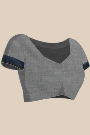 Grey Floral Printed Cotton Blend Ready to Wear Saree