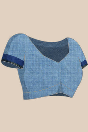 Blue Floral Printed Cotton Blend Ready to Wear Saree