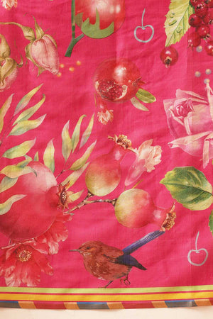 Pink Abstract Printed Cotton Blend Ready to Wear Saree