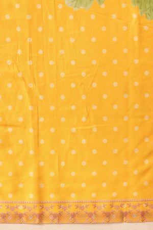 Mustard Polka Dots Printed Mul Cotton Ready to Wear Saree