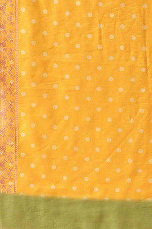 Mustard Polka Dots Printed Mul Cotton Ready to Wear Saree