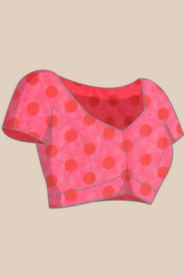 Pink Abstract Printed Mul Cotton Ready to Wear Saree