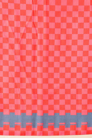 Pink Abstract Printed Mul Cotton Ready to Wear Saree