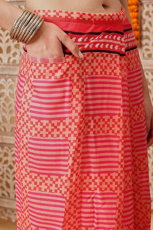 Pink Printed Cotton Ready to Wear Saree