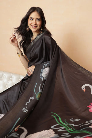 Black Floral Printed Art Silk Saree (SZR-DGKASHVI-BL-2994)