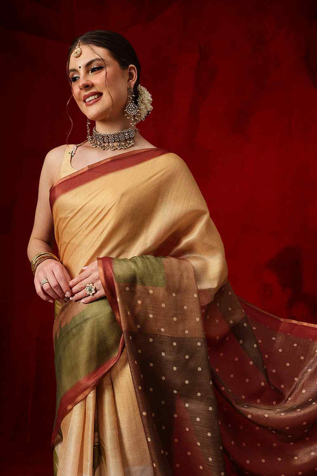 Multi Color Printed Cotton Blend Ready to Wear Saree