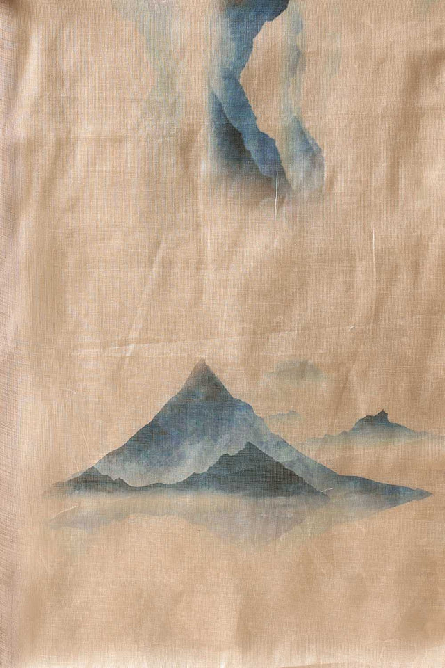 Beige Polka Dots Printed Cotton Blend Ready to Wear Saree