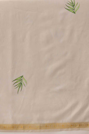 White Floral Printed Art Silk Ready to Wear Saree