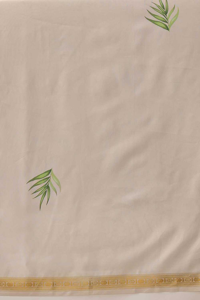 White Floral Printed Art Silk Ready to Wear Saree