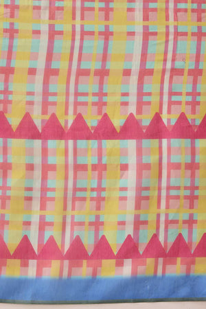 Multi Color Abstract Printed Cotton Blend Ready to Wear Saree