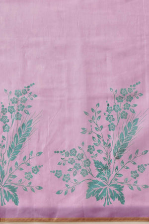 Violet Floral Printed Cotton Blend Ready to Wear Saree