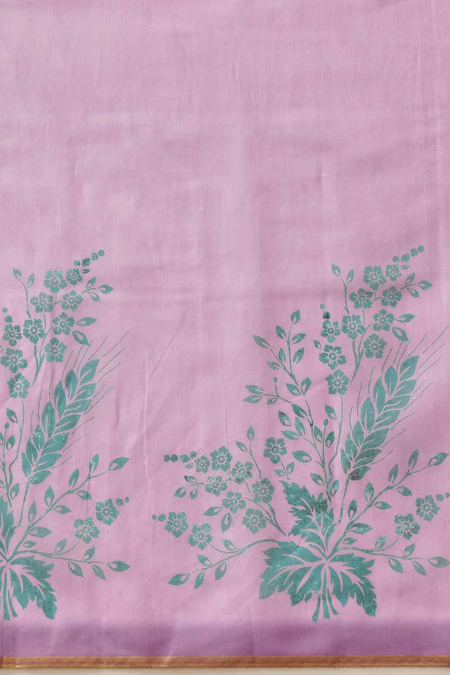 Violet Floral Printed Cotton Blend Ready to Wear Saree