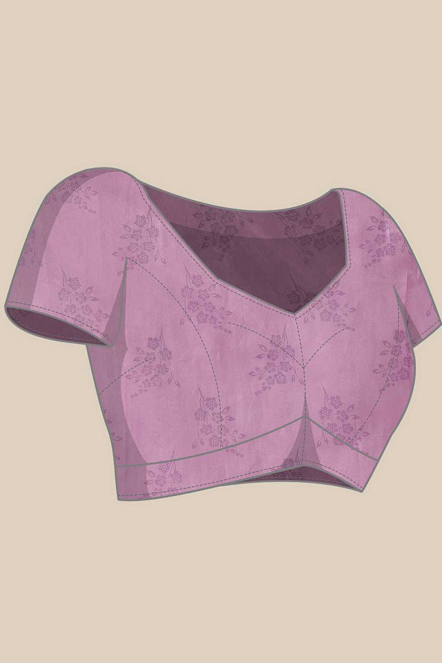 Violet Floral Printed Cotton Blend Ready to Wear Saree