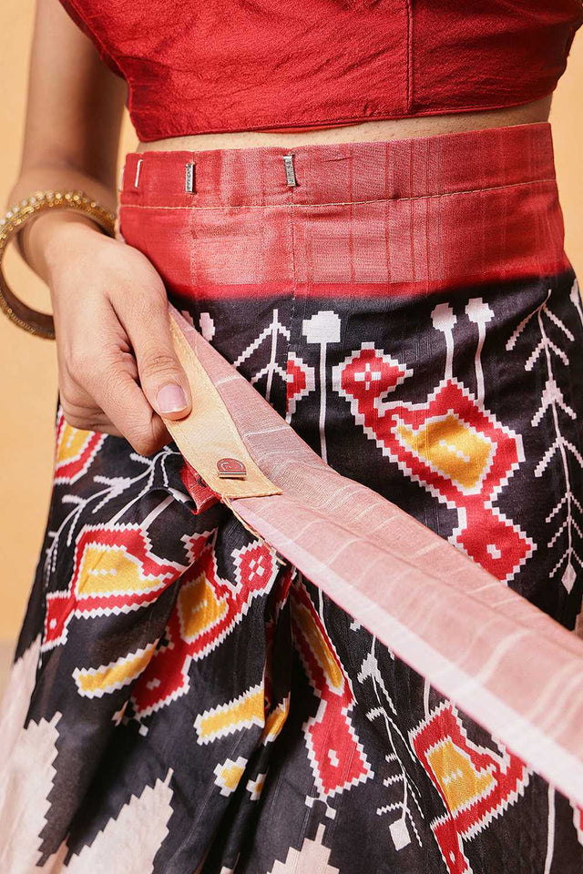 Beige Floral Printed Art Silk Ready to Wear Saree